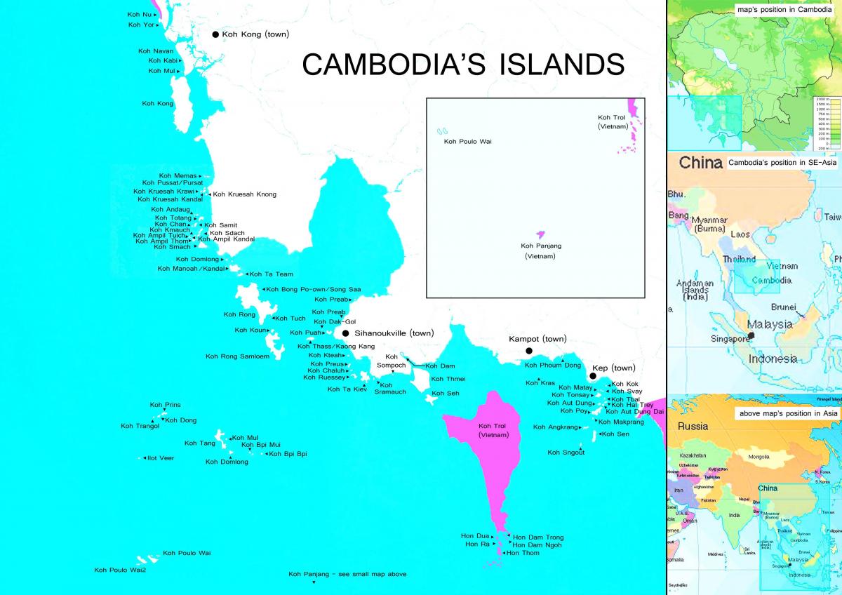 Kaart van Kambodja eilande