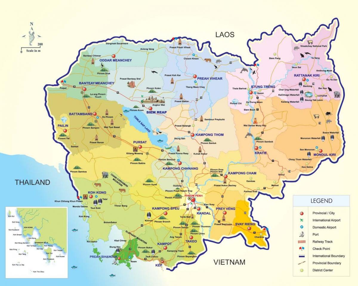 Kaart van Kambodja lughawens