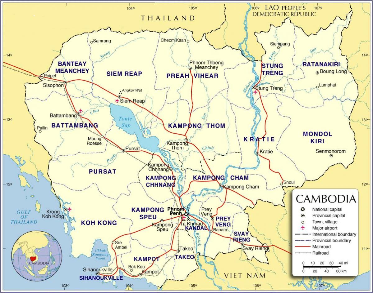 Kaart van Kambodja pad