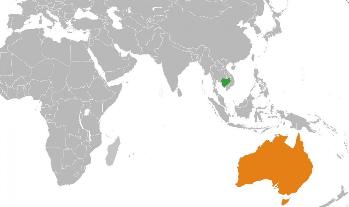 Kambodja kaart in die wêreld kaart